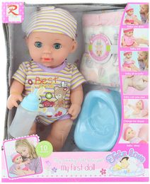 Panenka miminko 28cm s nočníkem a lahvičkou na baterie pije čůrá Zvuk