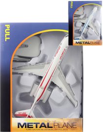 Letadlo bílé kovové zpětný chod se stojánkem na baterie 2 barvy Světlo Zvuk