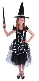 Dětský kostým netopýrka čarodějnice/Halloween (S) EKO