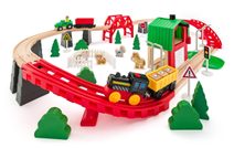 WOODY Vláčkodráha dřevěná Farma 60 ks