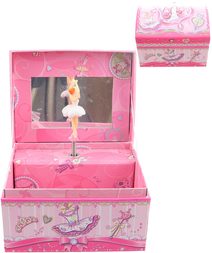 Šperkovnice hrací skříňka truhla s panenkou baletkou na natažení karton