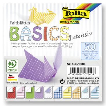 Papíry na skládání Origami, 50 listů, 10x10 cm, 80g – intensiv | Folia |  Peknydarek.cz