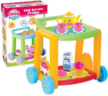 BINO Vozík servírovací stolek herní set s dětským nádobím a doplňky plast