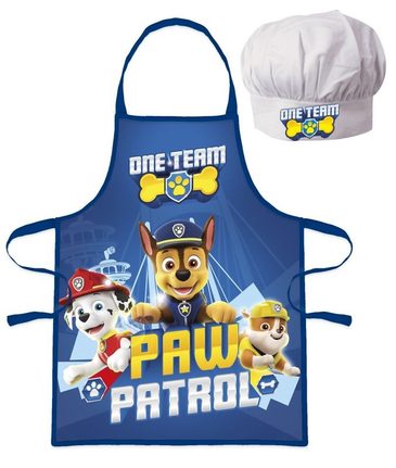 Dětská zástěra s kuchařskou čepicí Paw Patrol baleno na kartě Polyester,  52x42 cm | Peknydarek.cz