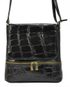 Kožená dámská crossbody kabelka v kroko designu černá