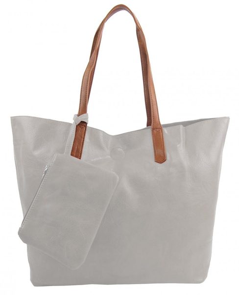 Velká světle šedá shopper dámská taška s crossbody uvnitř