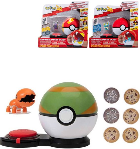ORBICO Hra Surprise Attack herní set Pokémon + Pokeball s doplňky 3 druhy