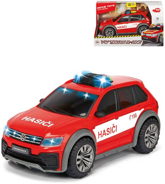 DICKIE Auto hasiči Volkswagen Tiguan R-Line Fire na baterie CZ Světlo Zvuk