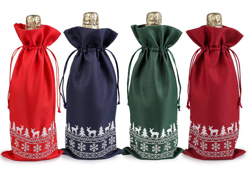 Vánoční dárkový pytlík na láhev 15x32 cm