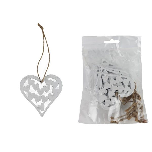 Srdce k zavěšení, 10 ks D6647 - 7 cm