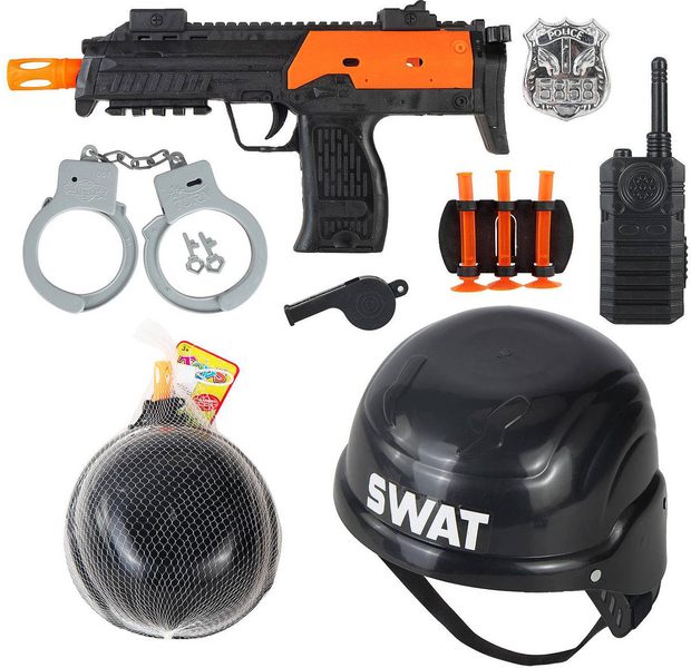 Policejní dětská sada samopal s přilbou a doplňky speciální jednotky SWAT