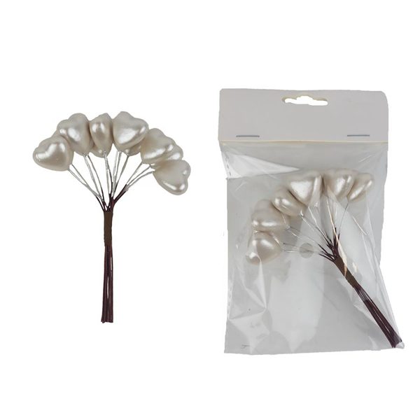 Dekorační srdíčka na drátku, 12 ks X7608-26 - 12 × 20 × 3 cm