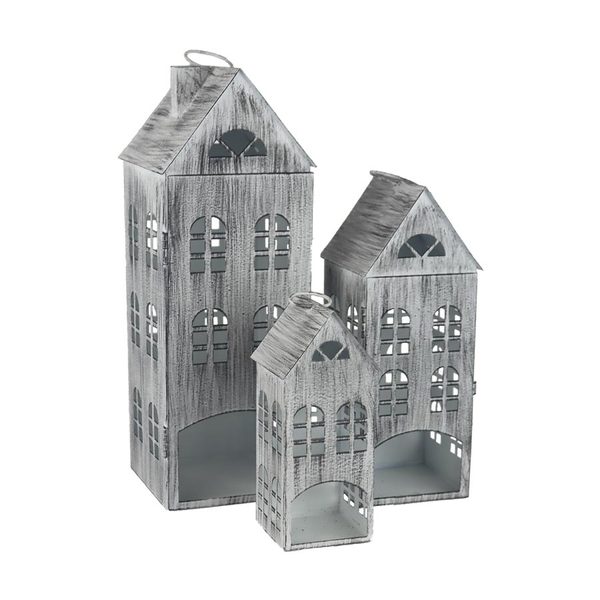 Domek na svíčku, S/3 K3680-21 - 7,5x8x21,5cm,10,5x10,5x29cm