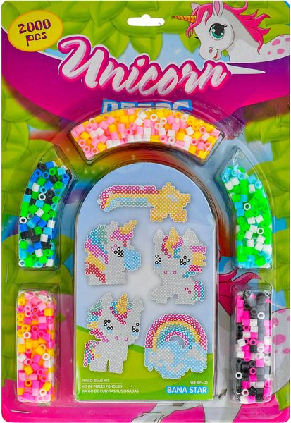 Zažehlovací korálky jednorožec 2000ks holčičí kreativní set s 5 předlohami