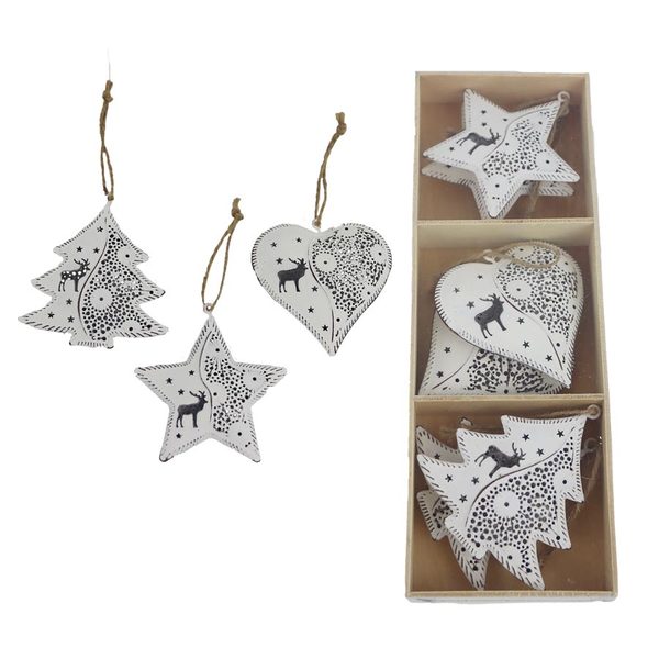 Dekorace k zavěšení, 6 ks K3724 - 7 x 1 x 7 - 7,5 cm