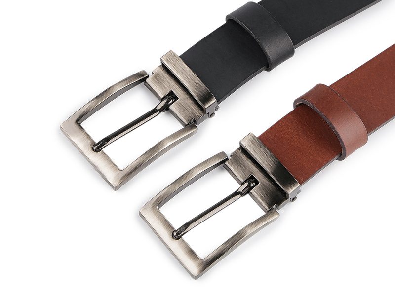 Pánský kožený pásek z buvolí kůže šíře 3,5 cm hladký