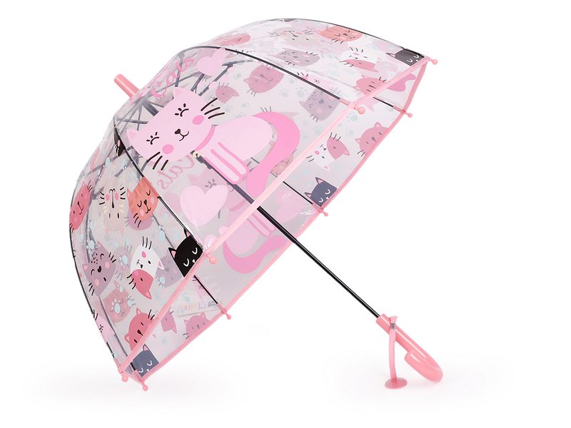 Dětský průhledný vystřelovací deštník kočky