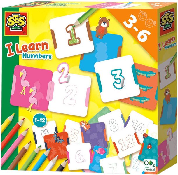SES CREATIVE Nauč se počítat zvířátka kreativní set s pastelkami