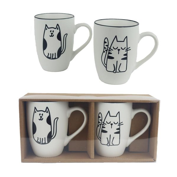 Porcelánový hrnek kočka, 2 ks X6975 - 350 ml