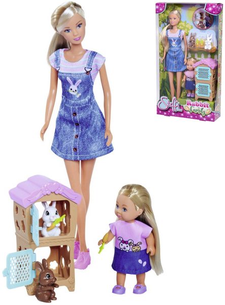 Panenka Steffi + Evička Rabbit Family herní set se 2 králíky a doplňky