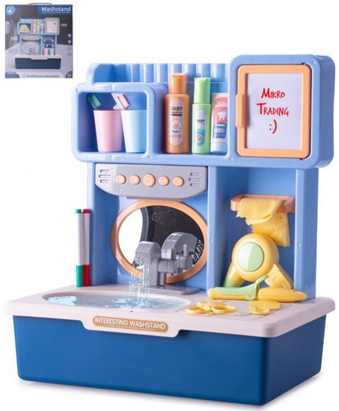 Dětské umyvadlo s tekoucí vodou (modré, světlo, zvuk, baterie)