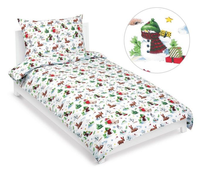 Povlečení dětské - Vánoce Bílá,Zelená,Červená 90/CH02 140x200, 70x90 cm