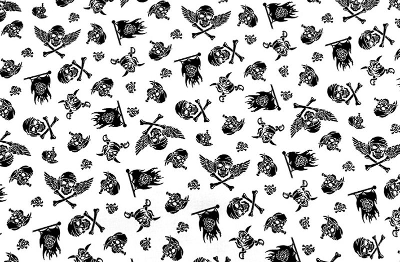 Bavlněná látka Lebky bílé šíře 160 cm METRÁŽ