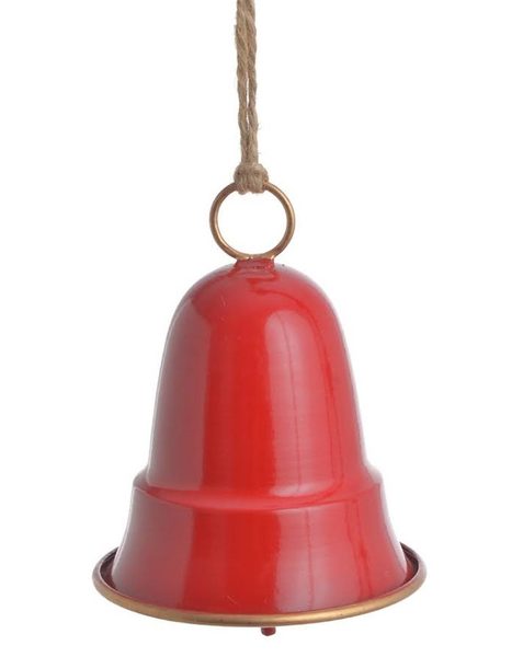 Kovový zvonek 14 cm - červená/zlatá