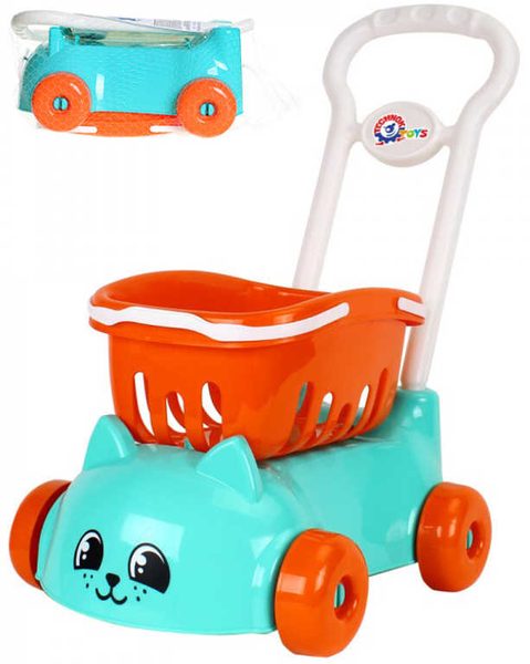 Nákupní vozík kočička set s košíkem plast v síťce