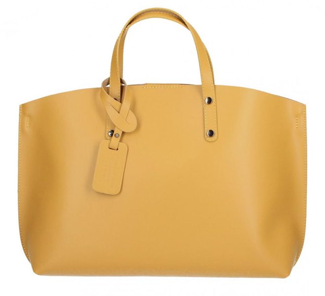 Kožená velká hořčicově žlutá dámská kabelka Casilda