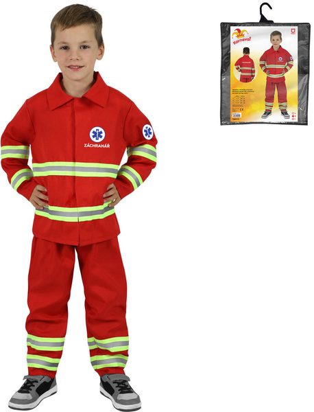 KARNEVAL Šaty záchranář český potisk vel. M (117-128cm) 6-8 let *KOSTÝM*