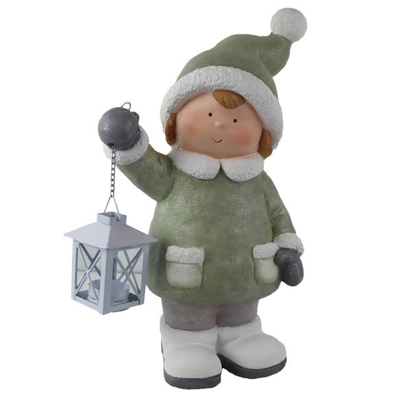 Dekorace chlapec s lucerničkou X7362 - 22 × 16.5 × 40 cm