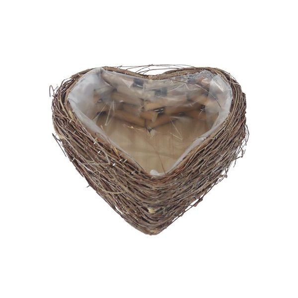 Proutěné srdce s plastem k osázení P2498/A - 45 x 45 x H.12cm