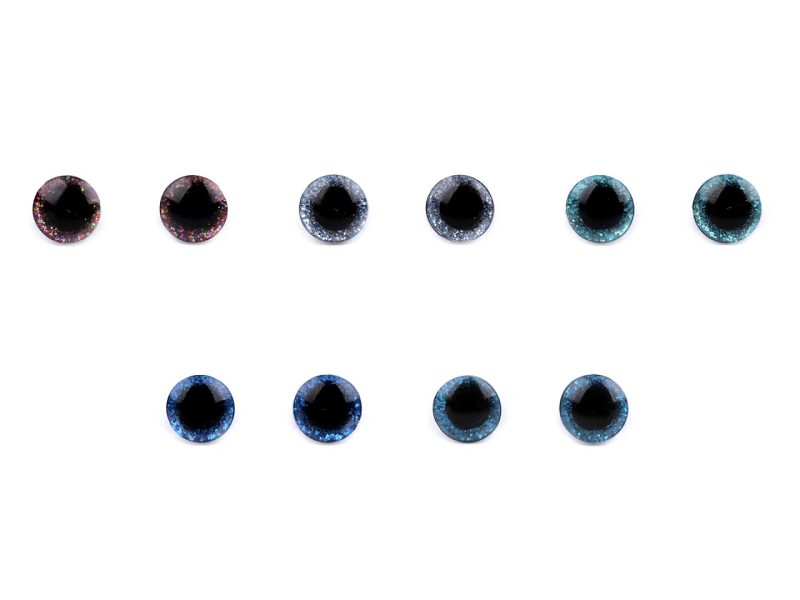 Oči glitrové s pojistkou Ø10 mm 10 sad