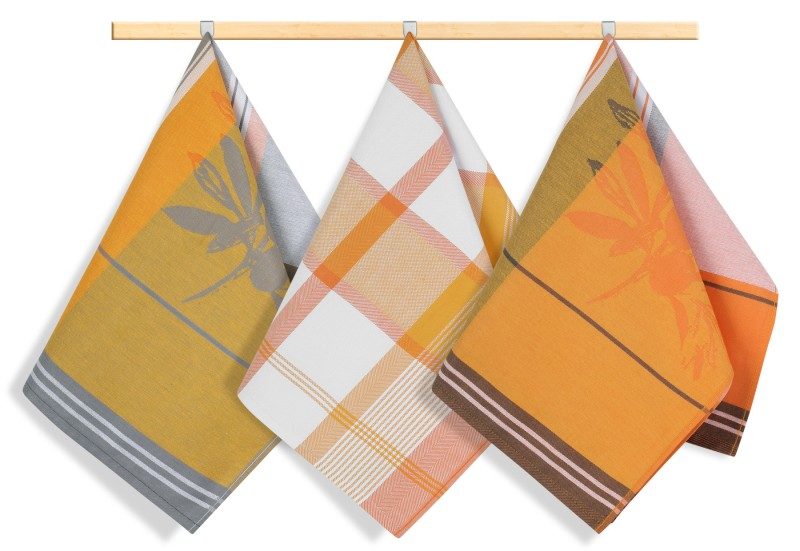 Kuchyňské utěrky - sada 3 kusů Oranžová,Hnědá 175 50x70 cm
