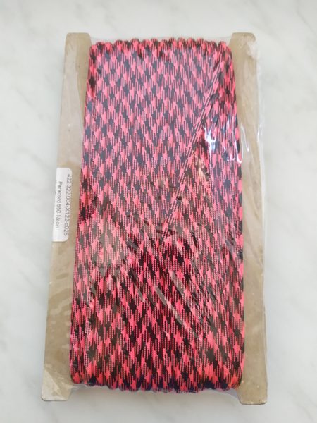 Padáková šňůra PARACORD černá - růžová 25 m