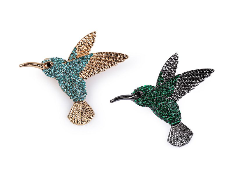 Brož s broušenými kamínky kolibřík