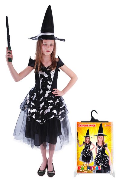 Karnevalový kostým čarodějnice/halloween netopýrka, vel. S
