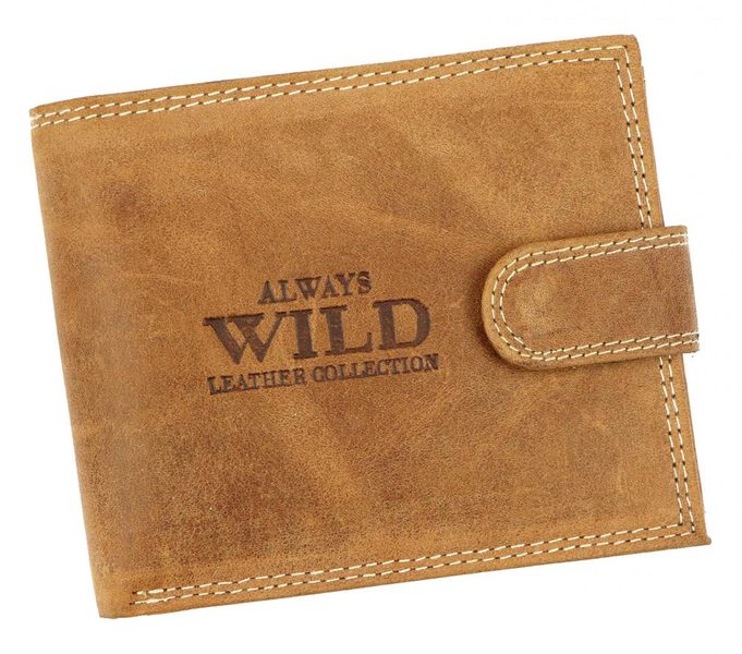 Koňakově hnědá pánská peněženka z broušené kůže RFID v krabičce WILD