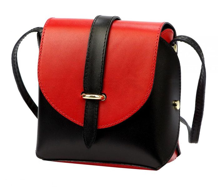 Kožená moderní malá dámská crossbody kabelka černá / červená