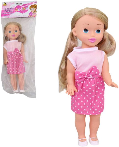 Panenka Adélka 34cm růžový letní obleček sukýnka s puntíky