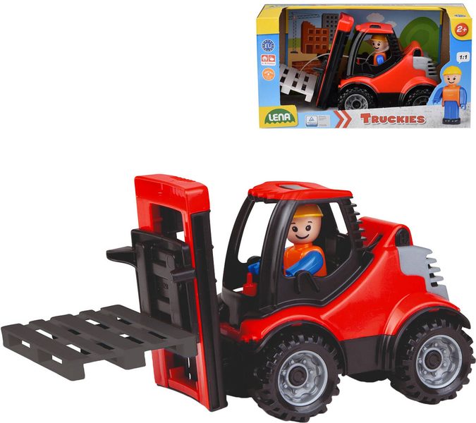 LENA Truckies baby vysokozdvižný vozík set s paletou a panáčkem