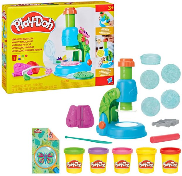 HASBRO PLAY-DOH Mikroskop set modelína s nástroji na baterie Světlo