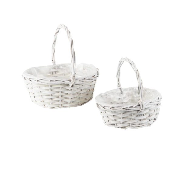 Koš oválný s plastem, 2 ks P2266 - 22x17x9/20cm