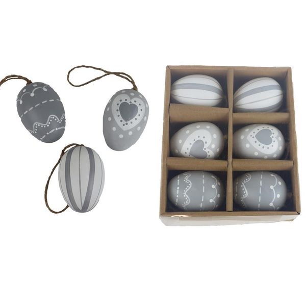 Dekorační vajíčka, 6 ks X4765 - dia 4 × 6 cm