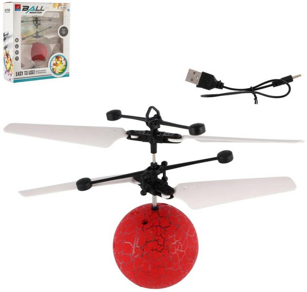 Koule vrtulníková červená ovládání pohybem ruky na baterie USB Světlo