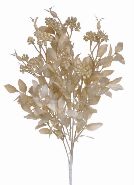 Umělý ruscus s bobulemi - světlá hnědá