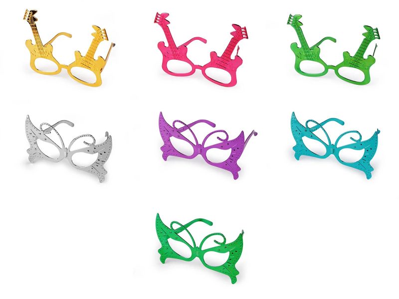 Karnevalové brýle motýl, kytara metalické