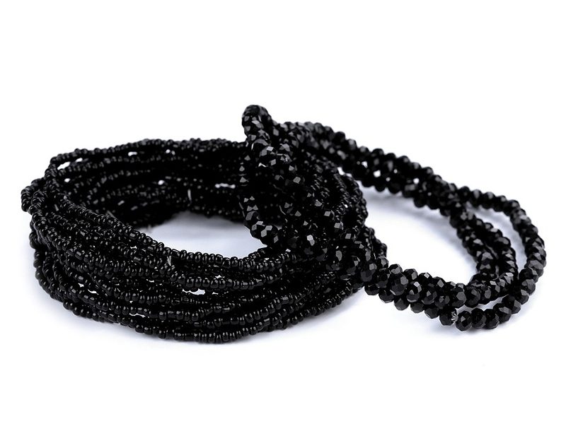 Sada pružných náramků z rokajlu a broušených korálků