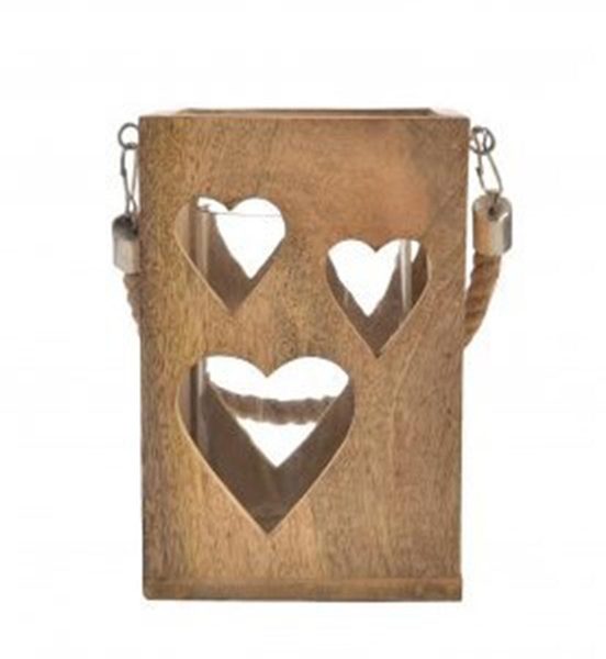 Svícen mango/sklo srdce O0409 - 14 x 14 x 20 cm